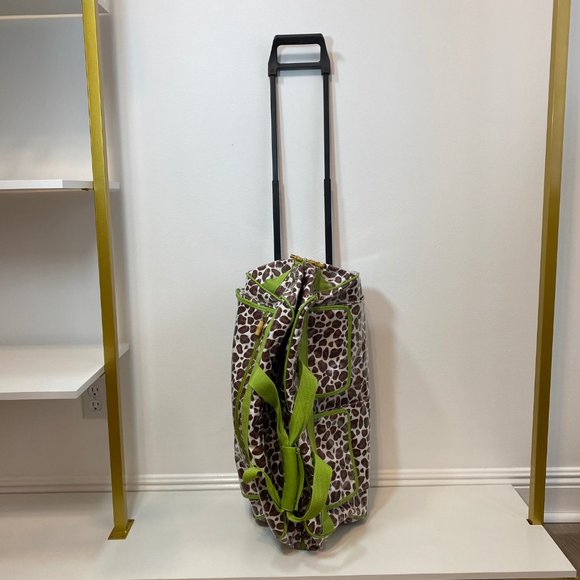 Toss Design Rolling Weekender bag | Wipeable Leopard print with pop of g… - Picture 3 of 9